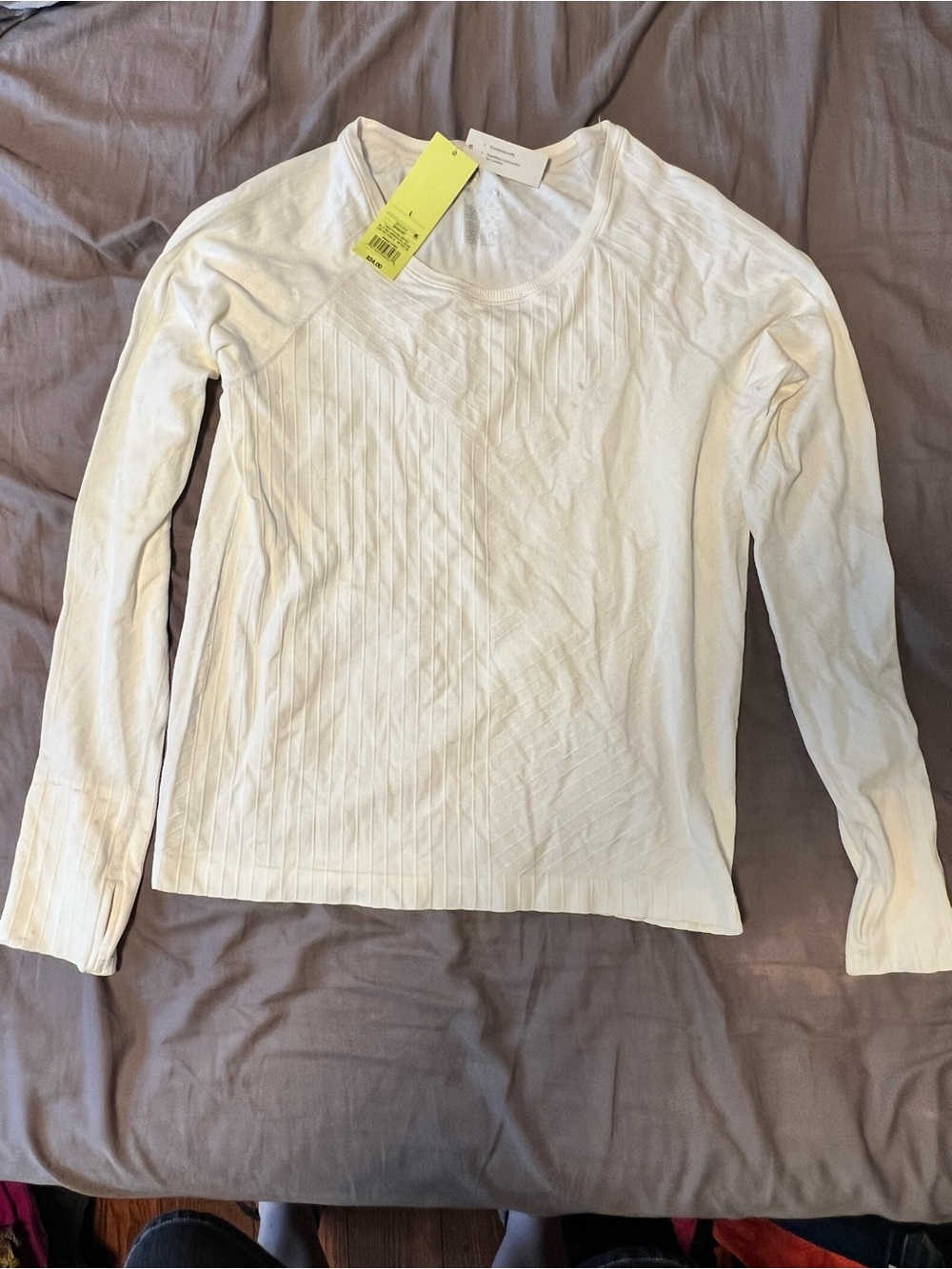 all in motion White Ribbed Long Sleeve Top